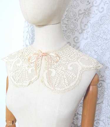 Antique Silk Maltese Lace Shirt Front - Handmade - Pi… - Gem
