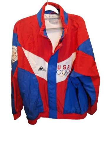 APEX ONE USA刺繍ロゴ　ナイロンジャケット　オリンピックロゴ　L〜XL Vintage USA Olympics Windbreaker Apex One 1/4 Zip Jacket