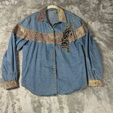 VTG 90s Spotted Leopard T Shirt XL Big Face Single Stitch