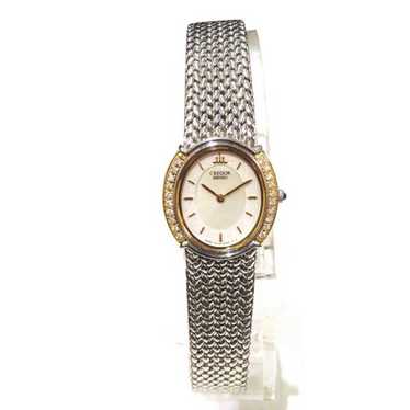 【美品】SEIKO CREDOR 5A70-0BP0 NEAR MINT] SEIKO CREDOR 5A70-0260 18KT Bezel Quartz Pearl