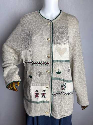 トップス \"80s giesswein\" tyrolean wool cardigan Vintage Embroidered Cardigan Austrian Bavarian Cardigan