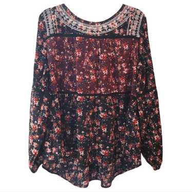 Knox Rose Boho Peasant Floral Blouse