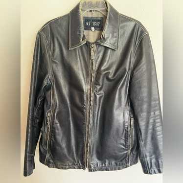 ジャケット・アウター vintage armani jeans lether jacket Vintage Armani Jeans Simin T Quilted Leather Jacket Size 34