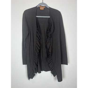 Tory Burch Brown Merino Wool Open Front Cardigan S
