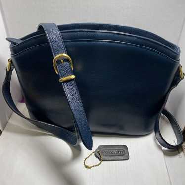 バッグ 728 vintage old coach shoulder bag navy Coach Vintage Shoulder bag Turn Lock Leather Navy Blue Used