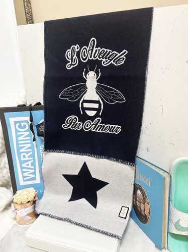 ☆人気☆【GUCCI】☆BEE STAR WOOL SCARF☆BURGUNDY + NAVY☆ Gucci bee scarf - Gem