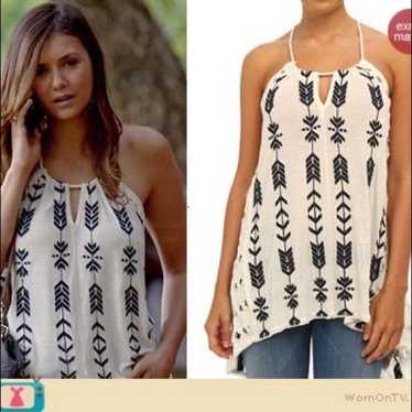 Free People Arrow White Black Boho Festival Top Sh