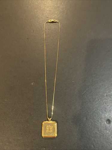 Vintage Givenchy Logo Necklace, Gold Tone Clear Rhine… - Gem