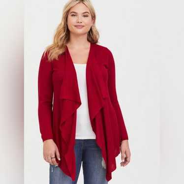 Torrid Red Cardigan Drape Front Sweater