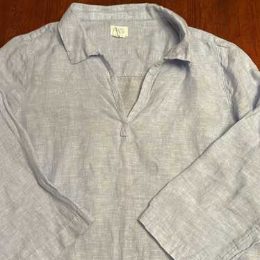Sigrid Olsen 100% Linen Popover Top