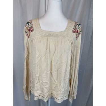Knox Rose Cream Embroidered Peasant Blouse, M Bohe