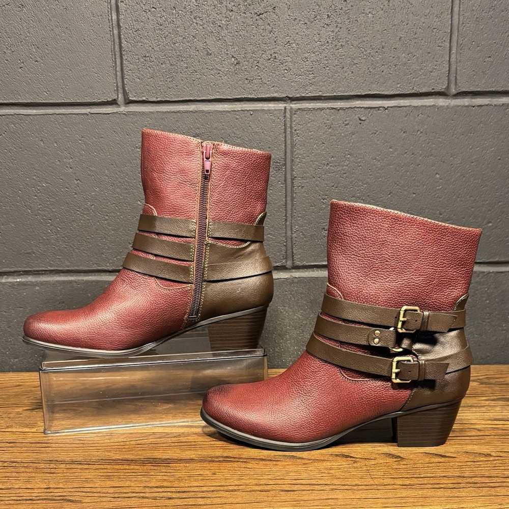 Other Naturalizer Katrina Burgundy Leather Zip Ankle Boots Straps
