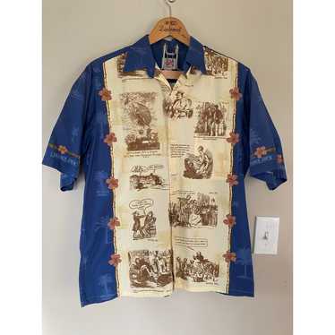 Reyn Spooner Trader Joes Employee Shirt Mens M Blu