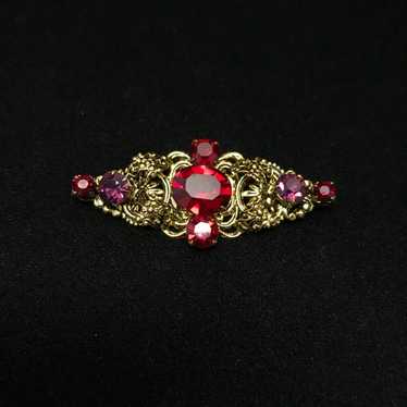 Vintage czech brooch red - Gem