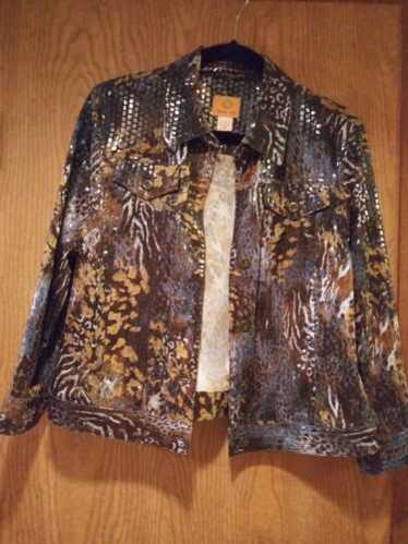 Ruby Rd. Jacket Size 10 Leopard Shiny Jacket with… - image 1