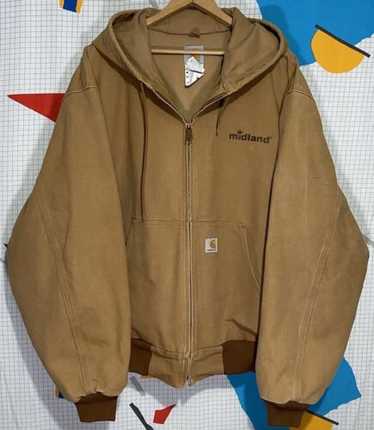 VINTAGE Carhartt Jacket Mens Large Brown Lined Hooded