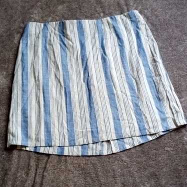 Torrid Blue And Cream Linen Blend Stripe Skirt