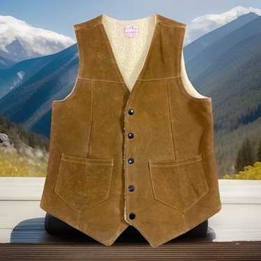 Vintage 1960s 70s Jo-o-kay Brown Suede Riding Vest // Men's