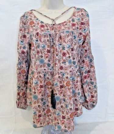 Knox Rose Women's Small Peasant Floral Blouse