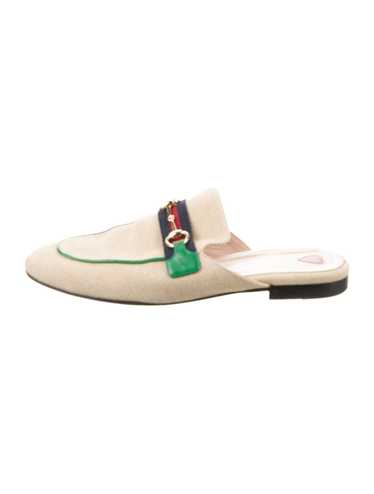 Gucci Canvas Mules Neutrals Horsebit Accent & Sylv