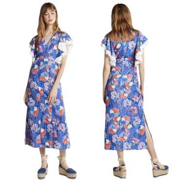 Tory Burch Natalie Floral Midi Resort Dress Ruffle