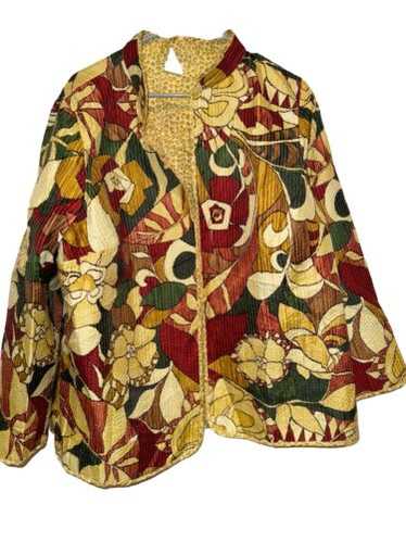 Alfred Dunner Open Front Yellow Cheetah Print Flor