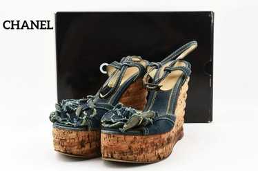 Chanel camellia denim wedge - Gem