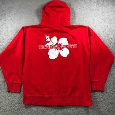 Trader Joes Hoodie Mens Large Red Crew Member Hibi