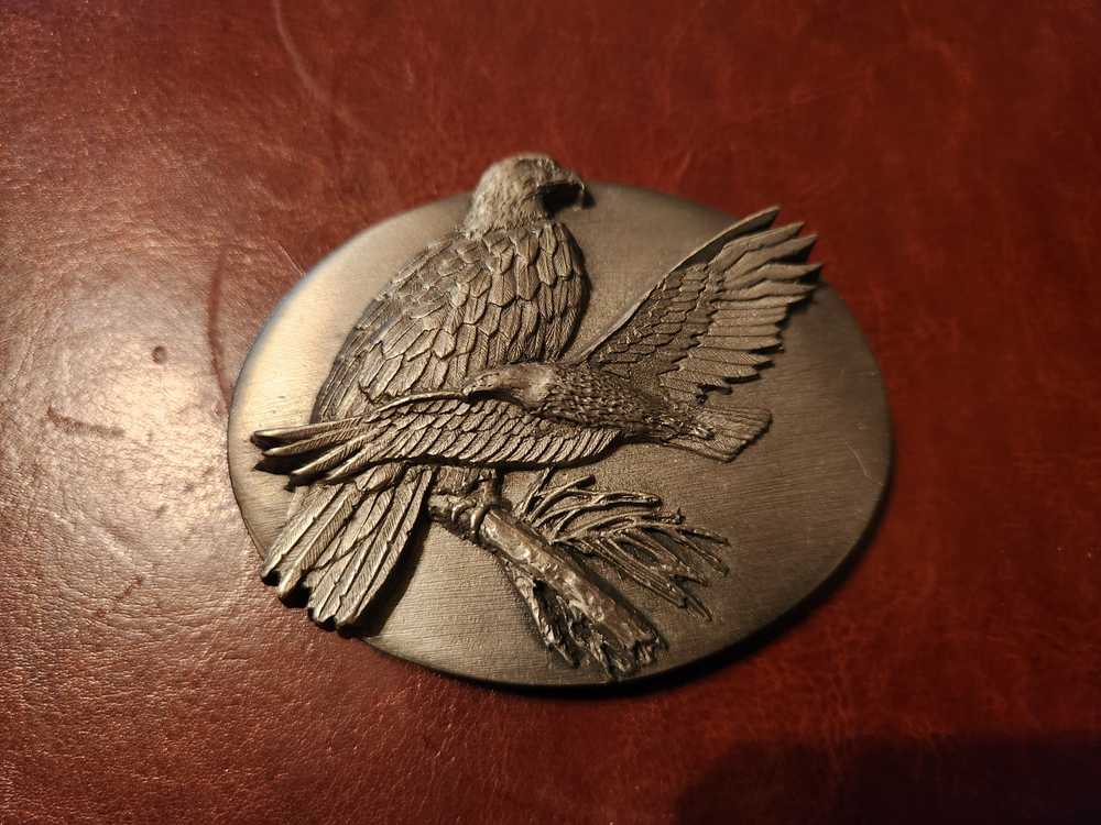 Vintage Vintage American Bald Eagle Solid Pewter Belt Buckle