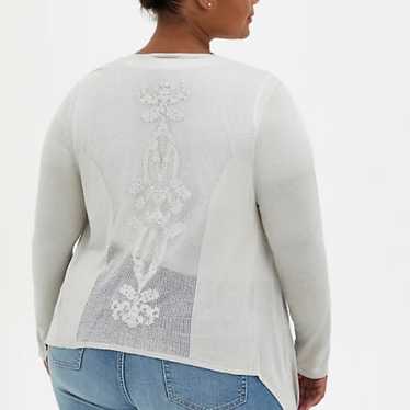 Torrid Pointelle Drape Front Cardigan