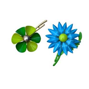 60s enamel flower pins - Gem