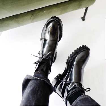 I N C H Black Leather 2 Buckle Monk Boots Sz. 39