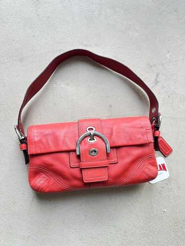 バッグ Coach Soho Red Leather Shoulder Bag Coach Soho Stitch Leather Shoulder Bag - Red Leather Design