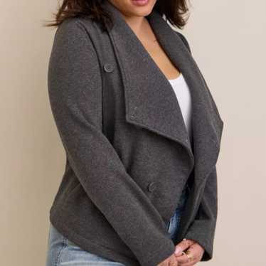 Torrid Fleece Drape Front Jacket Gray 3x