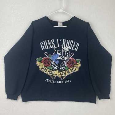 GUNS N ROSES スウェット THEATRE TOUR 91s Guns N Roses Vintage Distressed Theatre Tour 1991 Wash black