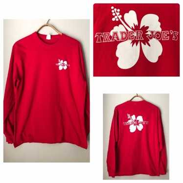 Trader Joe's Employee Red Shirt L Long Sleeve Hibi