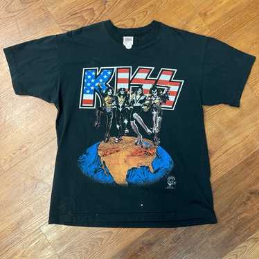 ミュージシャン KISS ALIVE WORLDWIDE TOUR TEE 1996-1997 1996-97 KISS Alive/Worldwide Tour T-Shirt (22x28) Rock