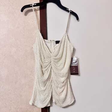 Marina Women's Cream Beaded Ruched Top