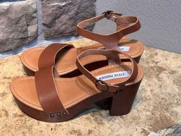 【Steve Madden】Luna 厚底プラットフォーム ミュール Steve Madden Luna - Tan Platform Sandals - Wood Platforms