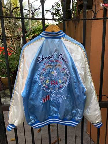 シュートワン Shoot One スカジャン 青金 美品 サイズM 希少 90s Sukajan souvenir jacket one - Gem