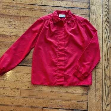 Joanna Vintage Polyester Button Down Red Size 8 - image 1