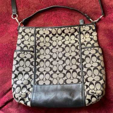 COACH Parker Op Art Hobo Bag - Gray/Black/Silver | Depop