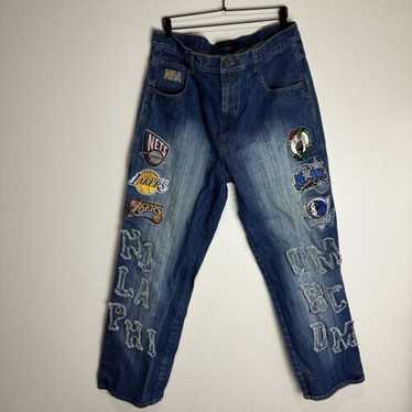 専用✅W38 90s UNK NBA team big Wappen denim Vintage RARE Unk Denim NBA Jeans NBA 15 Team Logo Patches