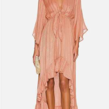 Peach High Low Sundress With Flutter Sleeves - image 1