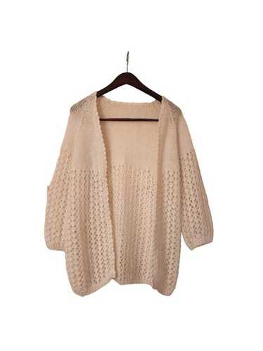 Handmade knit open front cardigan size medium cre… - image 1