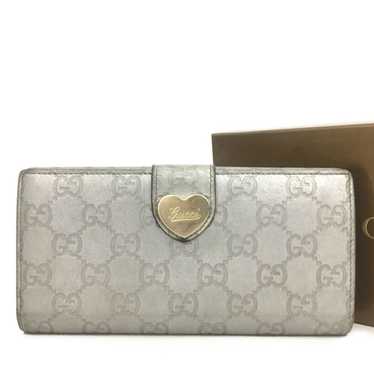 Gucci GG Check Long Wallet Zip Around Beige Brown Canvas