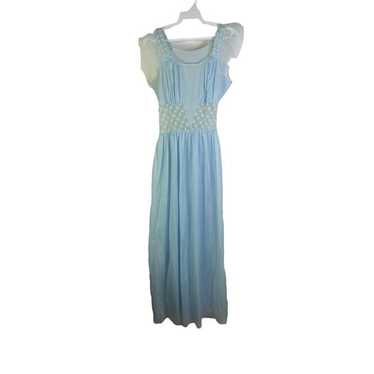 70s Womens Small Sheer Nylon Flounce Nightgown Bl… - image 1