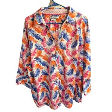 Foxcroft Nyc Wrinkle Free Multicolor Button Front 