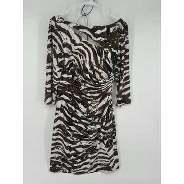 Kay Unger Zebra Print Sheath Dress Womens Size 10 
