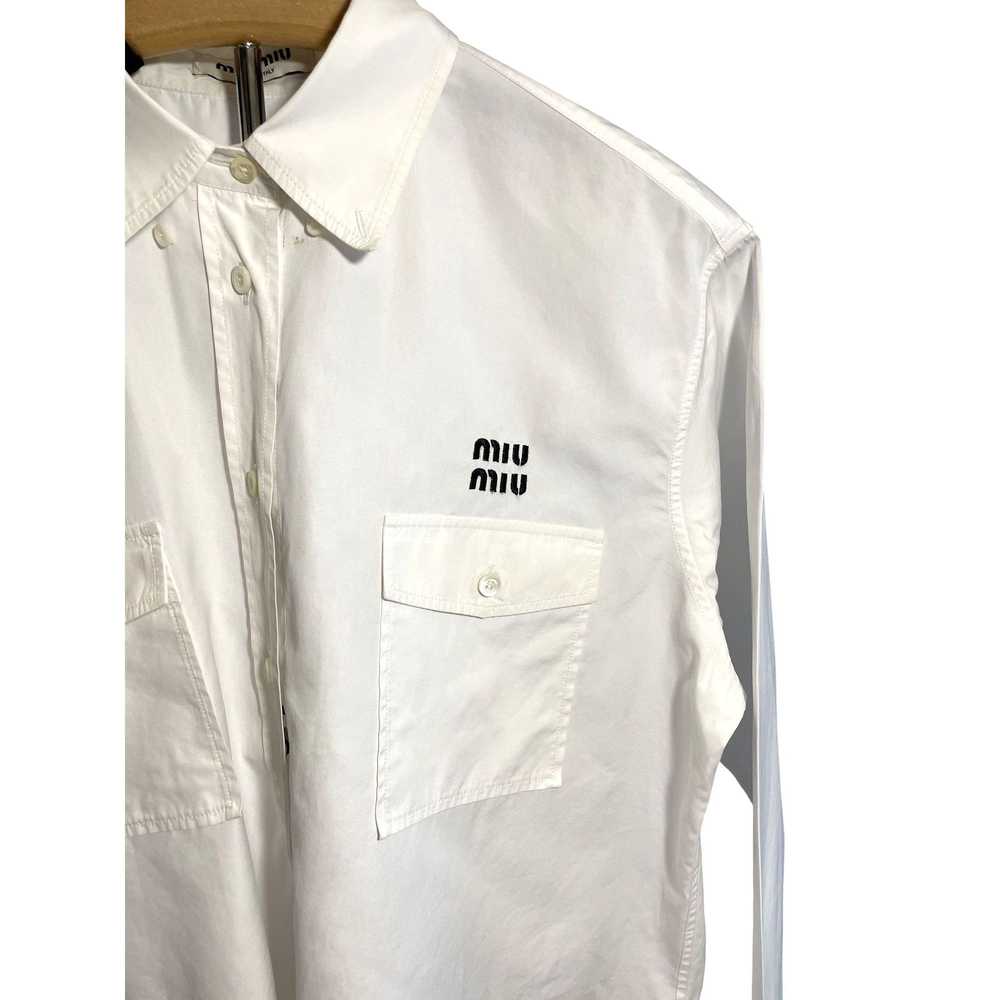 Miu Miu Miu Miu Womens White Button-Up Cropped Sh… - image 3